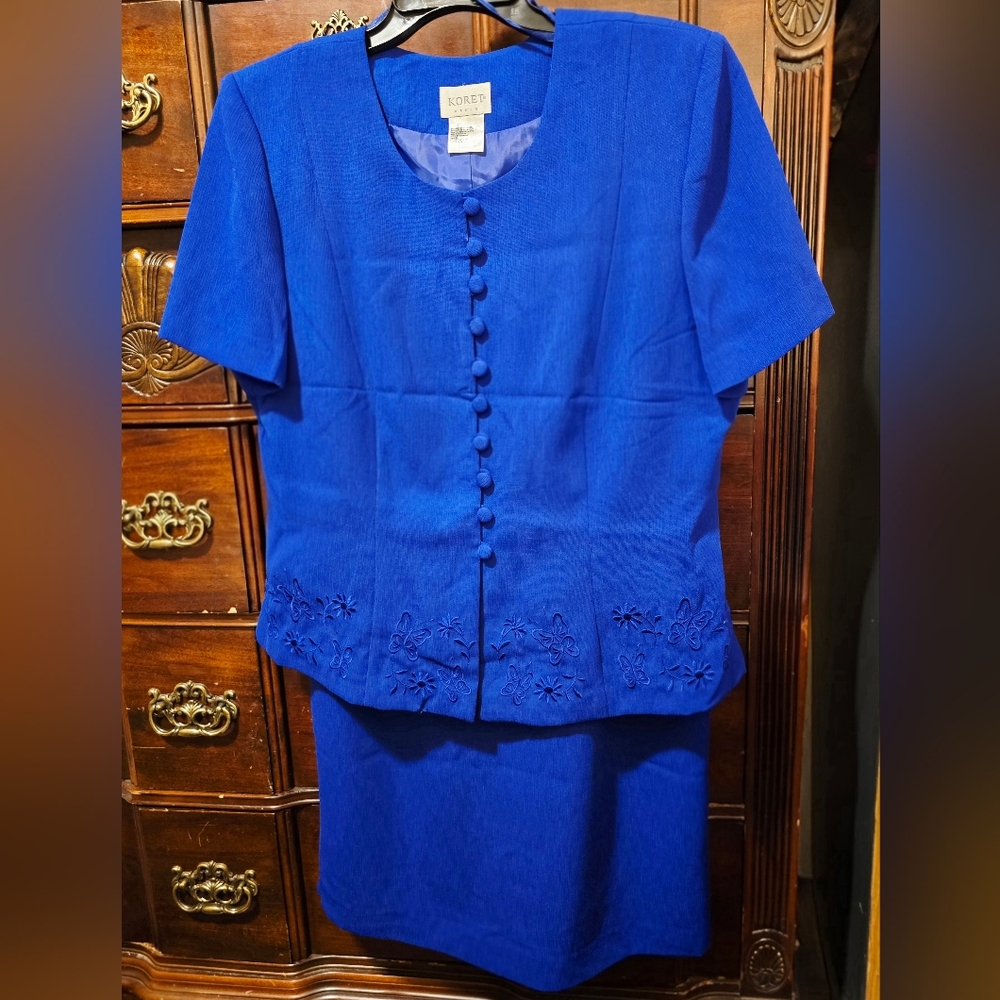 Koret Women's Blue Embroidered Top & Skirt, 2 Piece Set